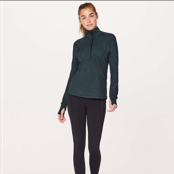 Lululemon Extra Mile 1/2 Zip / Heathered Nocturnal Teal/Black /‎ 4 - Picture 2 of 5